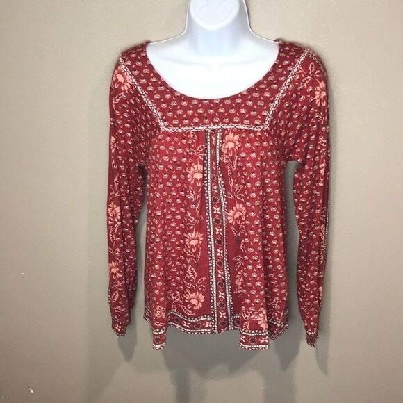 Style & Co Petite Printed Peasant Top women’s size PP - Picture 2 of 5